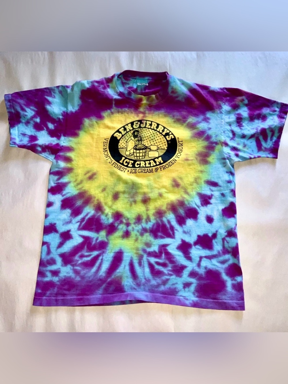 Vintage Ben & Jerry’s Tie Dye T-Shirt XL Anvil USA Ice Cream Graphic 90s Style